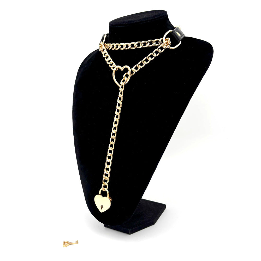 Flexi Herz™ Lederchoker mit Schloss & Schlüssel