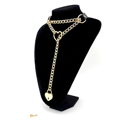 Flexi Herz™ Lederchoker mit Schloss & Schlüssel