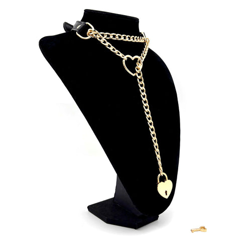 Flexi Herz™ Lederchoker mit Schloss & Schlüssel
