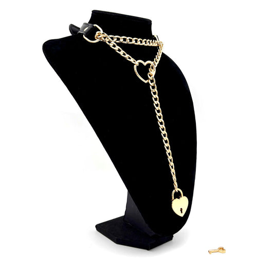 Flexi Herz™ Lederchoker mit Schloss & Schlüssel