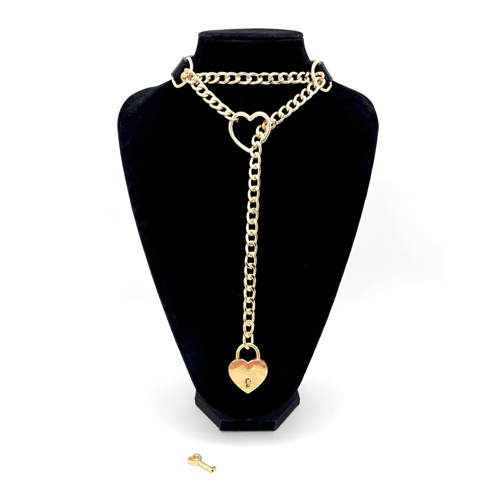 Flexi Herz™ Lederchoker mit Schloss & Schlüssel