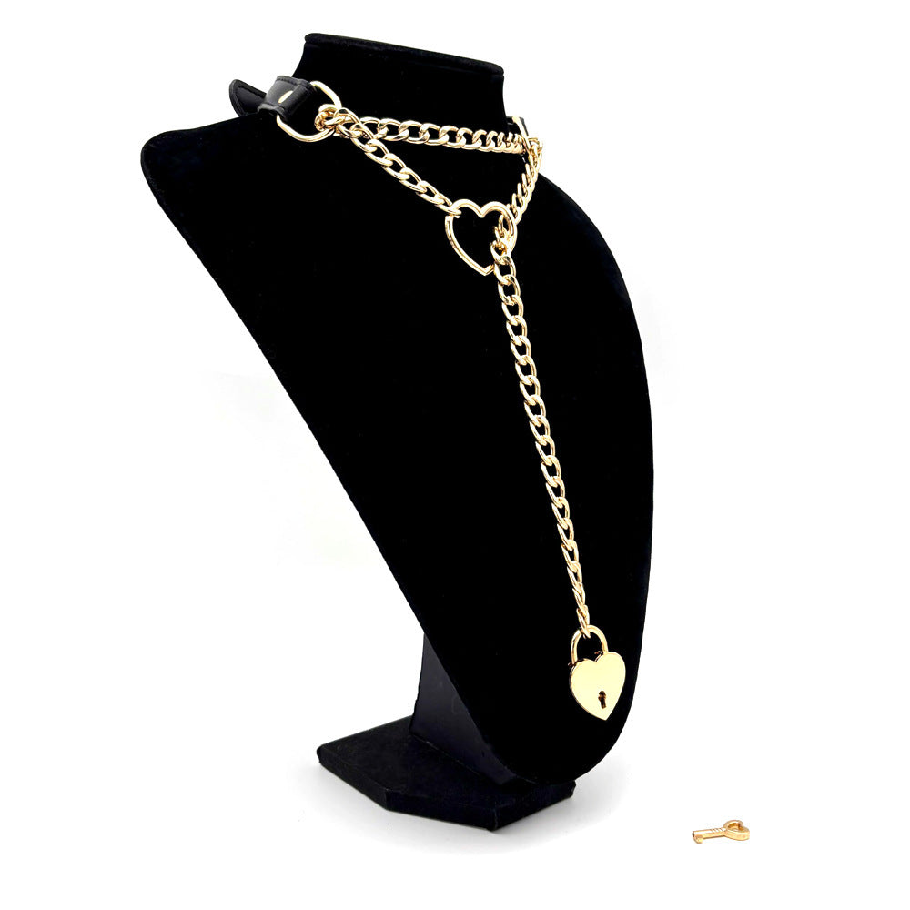 Flexi Herz™ Lederchoker mit Schloss & Schlüssel