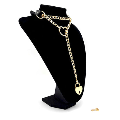 Flexi Herz™ Lederchoker mit Schloss & Schlüssel