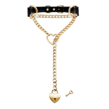 Flexi Herz™ Lederchoker mit Schloss & Schlüssel